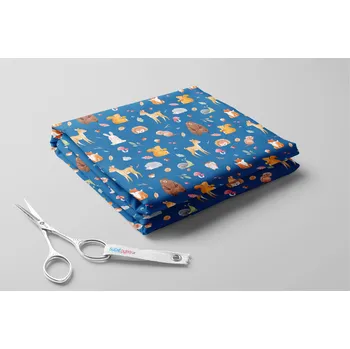 Fleece antipilling, Zvířátka a lesní plody Barva: Modrá