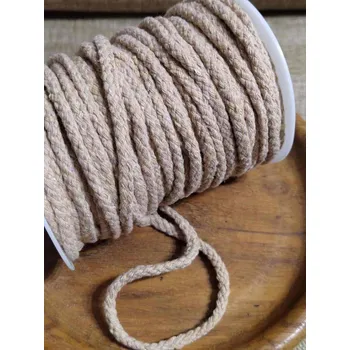 Oděvní šňůra bavlněná Ø5 mm splétaná režná