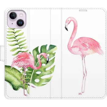 Pouzdro na mobilní telefon Flipové pouzdro iSaprio - Flamingos - iPhone 14 Plus