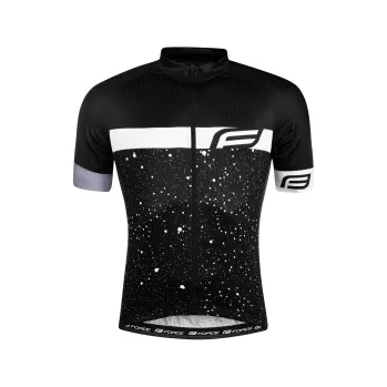 cyklistický dres Dres Force Spray krátký rukáv černá/bílá XXXL
