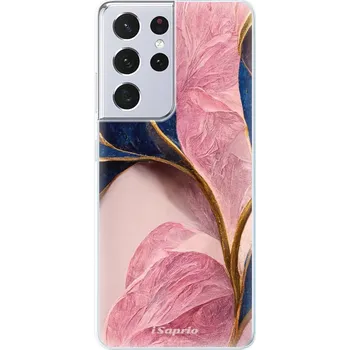 Pouzdro na mobilní telefon Odolné silikonové pouzdro iSaprio - Pink Blue Leaves - Samsung Galaxy S21 Ultra
