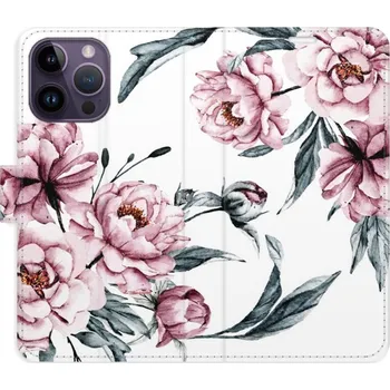 Pouzdro na mobilní telefon Flipové pouzdro iSaprio - Pink Flowers - iPhone 14 Pro Max