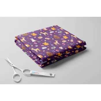 Fleece antipilling, Zvířátka a lesní plody Barva: Purpurová