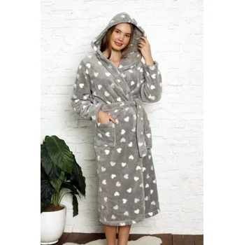 Dámský župan Župan dámský COCOON model W02-3015 s kapucí vzor srdíčka - M