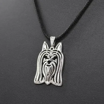 Náhrdelník Australský silky teriér hlava - náhrdelník se šňůrkou - stříbrný 1ks ŠP/JS