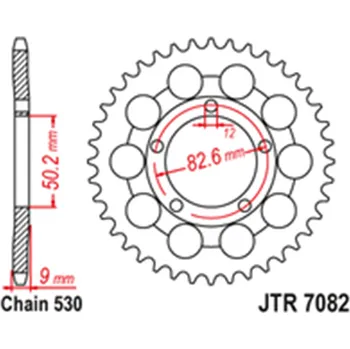 Řetězová sada pro motocykl Zadní rozeta Ocelová JTR7082 48 zubů