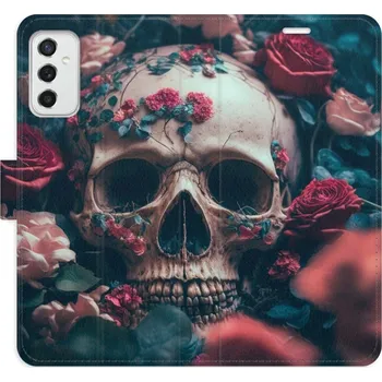 Pouzdro na mobilní telefon Flipové pouzdro iSaprio - Skull in Roses 02 - Samsung Galaxy M52 5G