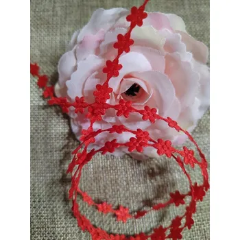 Saténový prýmek šíře 7 mm květ červená