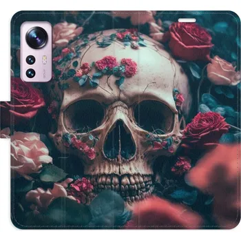 Pouzdro na mobilní telefon Flipové pouzdro iSaprio - Skull in Roses 02 - Xiaomi 12 / 12X