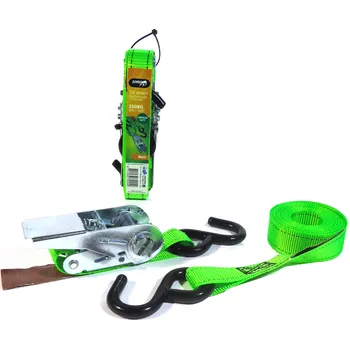 Autodoplněk Popruh JUMBO s ráčnou a "S" háky 1 x 400cm / 450kg / fluo green