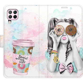 Pouzdro na mobilní telefon Flipové pouzdro iSaprio - Donut Worry Girl - Huawei P40 Lite