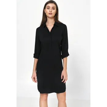 Dámské šaty Oversize šaty s vyhrnutými rukávy NIFE Barva: Černá, Velikost: M