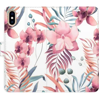 Pouzdro na mobilní telefon Flipové pouzdro iSaprio - Pink Flowers 02 - iPhone X/XS