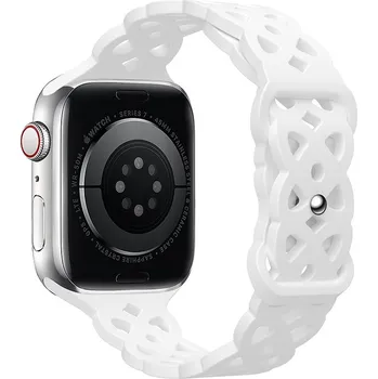 Příslušenství k chytrým hodinkám Silikonový řemínek krajkový na Apple watch 42/44/45/49 Bílá