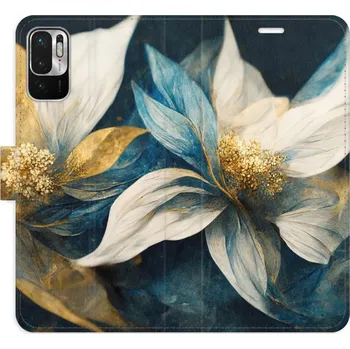 Pouzdro na mobilní telefon Flipové pouzdro iSaprio - Gold Flowers - Xiaomi Redmi Note 10 5G