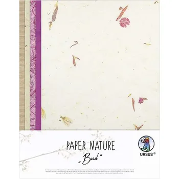 Umělecký papír Ursus Přírodní papír s fialovými kvítky sada 25/35/80g/m2 (11ks)