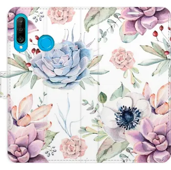 Pouzdro na mobilní telefon Flipové pouzdro iSaprio - Succulents Pattern - Huawei P30 Lite