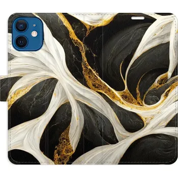 Pouzdro na mobilní telefon Flipové pouzdro iSaprio - BlackGold Marble - iPhone 12 mini