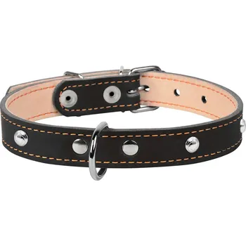 Obojek pro psa WAU DOG Kožený obojek s kovovou dekorací dvouvrstvý černý Obvod krku: délka: 27-35 cm, širka: 14 mm
