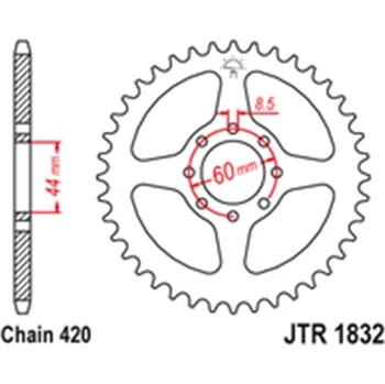 Řetězová sada pro motocykl Zadní rozeta Ocelová JTR1832 52 zubů