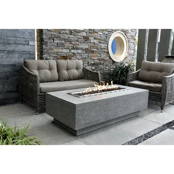 Zahradní stůl Zahradní konferenční stůl s ohništěm - KINGSALE - šedý