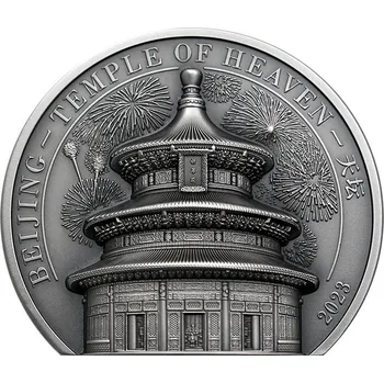 Stříbrná mince 5 Oz Chrám nebes v Pekingu Ultra High Relief 2023 Antique Standard