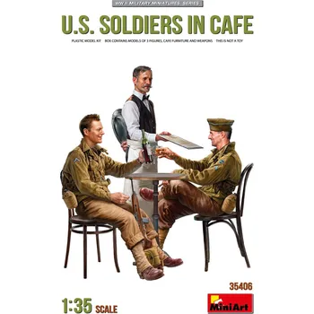 Plastikový model 1/35 U.S. Soldiers in Cafe (3 fig. & furniture)