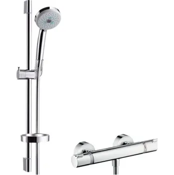 Sprchový set Hansgrohe Croma 100 CHROM Multi sprchová souprava na stěnu s termostatem Ecostat Comfort a sprchovou tyčí 65 cm
