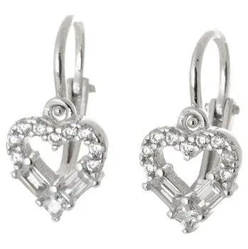 Náušnice Dětské náušnice srdíčka z bílého zlata se zirkony ZNA220F + Dárek zdarma