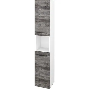 Koupelnový nábytek Dřevojas Vysoká skříň DOS SVD2O 35 - N01 Bílá lesk / Úchytka T06 / D10 Borovice Jackson / Levé