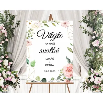 Svatební dekorace Svatební uvítací cedule růže - 30x40 cm + doprava zdarma