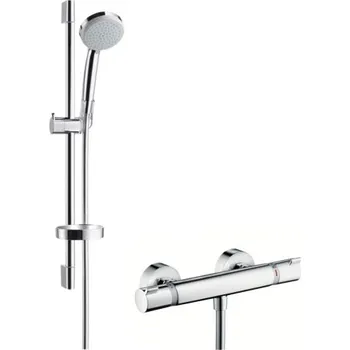 Sprchový set Hansgrohe Croma 100 CHROM Vario EcoSmart 9 l/min sprchová souprava na stěnu s termostatem Ecostat Comfort a sprchovou tyčí 65 cm