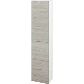 Koupelnový nábytek Dřevojas Vysoká skříň DOS SV1D2 35 - N01 Bílá lesk / Bez úchytky T31 / D05 Oregon / Levé