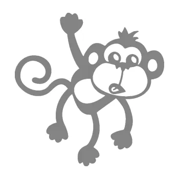 Samolepící dekorace SAMOLEPKA Opice 005 pravá visí za ruku (17 - šedá) NA AUTO, NÁLEPKA, FÓLIE, POLEP, TUNING, VLASTNÍ TEXT, TISK, AUTOSAMOLEPKY.cz, POLEPY, OBRÁZEK, LOGO, SAMOLEPKY