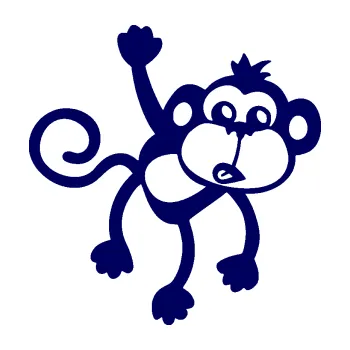 Samolepící dekorace SAMOLEPKA Opice 005 pravá visí za ruku (23 - tmavě modrá) NA AUTO, NÁLEPKA, FÓLIE, POLEP, TUNING, VLASTNÍ TEXT, TISK, AUTOSAMOLEPKY.cz, POLEPY, OBRÁZEK, LOGO, SAMOLEPKY