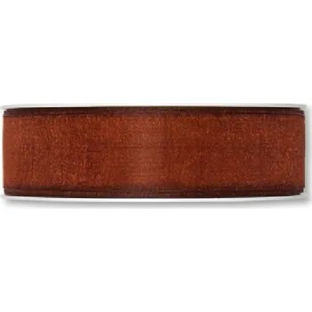 Stuha Stuha organzová INFINITY BROWN 25 mm x 2,5 m (8,- Kč/m) (Stuha organzová, transparentní, s vetkaným tenkým vlascem v obou okrajích)