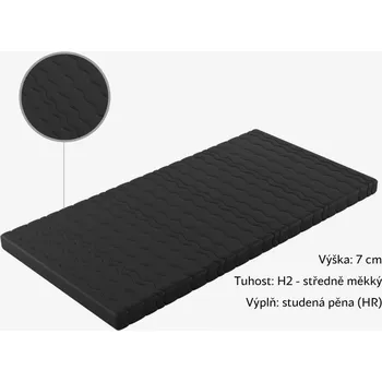 Ložnicová sestava Wersal Topper Black 180 x 200 x 7 cm - HR pěna
