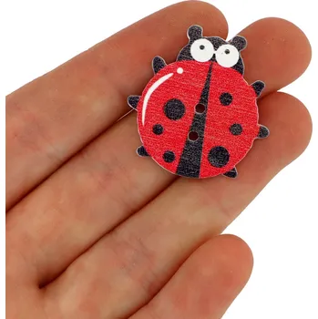 Knoflík Knoflík dřevěný - zvířátka - různé druhy zvířátka: Beruška 30x30x2mm