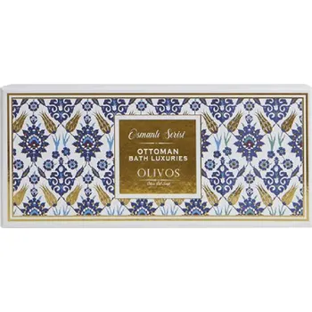 Mýdlo OLIVOS OTTOMAN SET GOLD-BLUE - 2x250 g mýdlo, 2x100 g mýdlový prášek