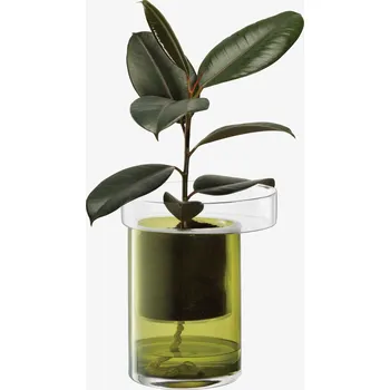 Květináč Samozavlažovací květináč Balcony, v. 27cm, Ø22cm, čirá/olivově zelená - LSA international