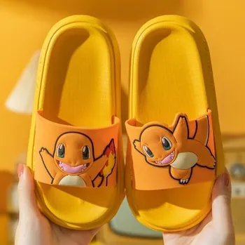 Dětská sálová obuv Dětské jednobarevné pantofle Pokémon (24-41 EUR) Barva: oranžová - Charmander, Velikost: 36-37 (22 cm)