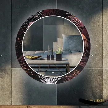 Zrcadlo Kulaté Dekorativní zrcadlo s LED osvětlením do obývacího pokoje - Dandelion