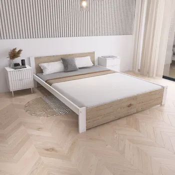 Postel Maxi Postel z masivu Iris 120x200 cm, Bílá/DUB SONOMA