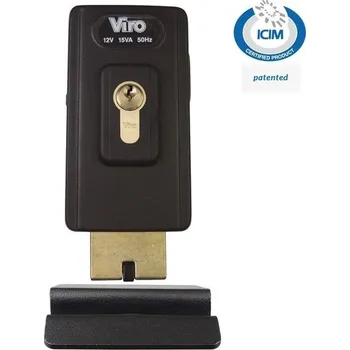 Pohon brány univerzální elektrický zámek V06 vertikální, antracit, 12V AC - elektrozámek Viro na křídlová vrata, brány, branky manuální nebo automaticky otevírané dovnitř, varianty 12V AC, 12V DC, 24V AC, 24V DC, zaměnitelný se zámkem V96 a Nice PLA 10