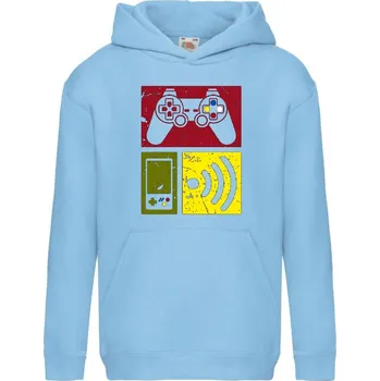 Chlapecká mikina detska_mikina_klokanka_potisk_gamer Barva: Sky blue - nebesky modrá, velikost: 164