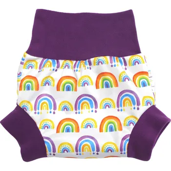 Plenkové kalhoty Breberky Natahovací svrchní kalhotky PUL - Duha VELIKOST: S (4-7kg)