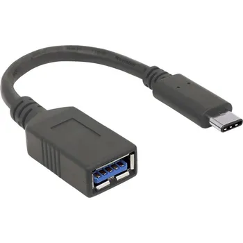 Elektrická zásuvka Manhattan USB kabel USB 3.2 Gen1 (USB 3.0 / USB 3.1 Gen1) USB-C ® zástrčka, USB-A zásuvka 0.15 m černá oboustranně zapoj