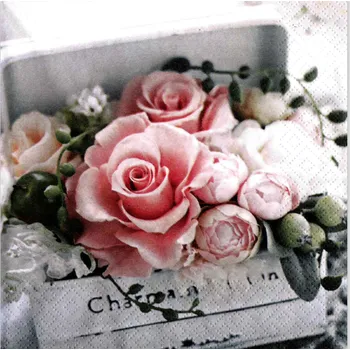 Papírový ubrousek UBR08, Ubrousek, 16x16 cm, RŮŽE, 1 kus