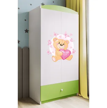 Šatní skříň Dětská skříň Babydreams 90 cm medvídek s motýlky zelená