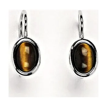 Náušnice Stříbrné náušnice přírodní tygří oko 7x5 mm - NK1354 (Stříbrné náušnice s přírodním tygřím okem)